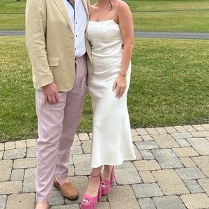 Abercrombie & Fitch Satin Cowl Back Slip Midi Dress